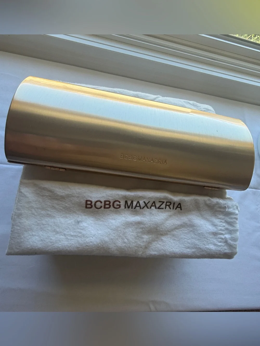 BCBGMaxAzria Metallic Gold Cylinder Clutch